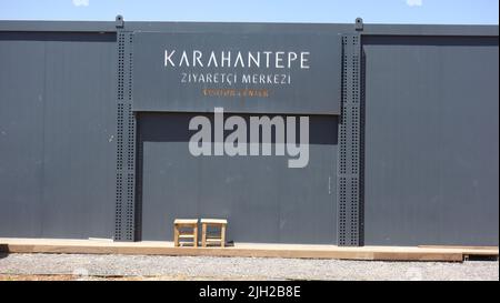 Centre des visiteurs de Karahan Tepec, site archéologique néolithique découvert en Turquie en in1997. Le frère de Gobekli Tepe. Banque D'Images