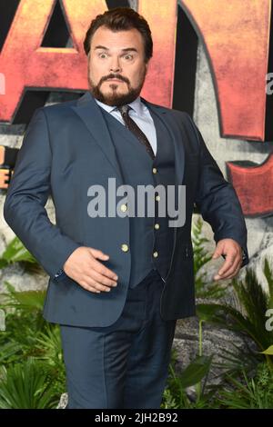Jack Black, première britannique de 'Jumanji, Bienvenue dans la jungle', vue West End, Londres. ROYAUME-UNI Banque D'Images