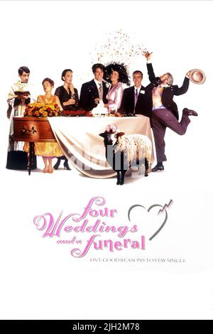 ATKINSON,COLEMAN,THOMAS,GRANT,MACDOWELL,HANNAH,AFFICHE, QUATRE MARIAGES ET UN ENTERREMENT, 1994 Banque D'Images