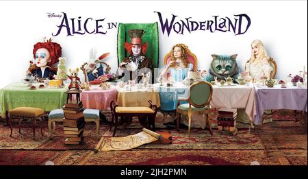 CARTER,LAPIN,DEPP,WASIKOWSKA,CAT,POSTER, ALICE IN WONDERLAND, 2010 Banque D'Images