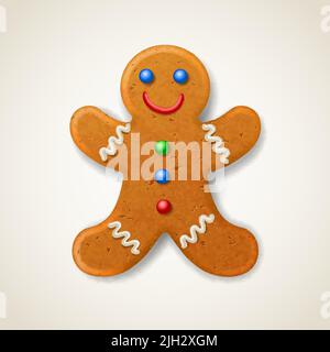 Pain d'épice de Noël, décoré de glaçage coloré Illustration de Vecteur