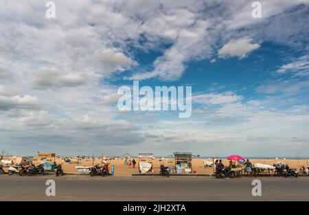 Vue aérienne de la Marina Beach à Chennai, Tamilnadu, Inde Banque D'Images