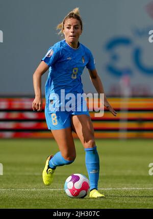 Martina Rorucci en Italie lors du match des femmes Euro 2022 du Groupe D de l'UEFA au stade de l'Académie, à Manchester. Date de la photo: Jeudi 14 juillet 2022. Banque D'Images