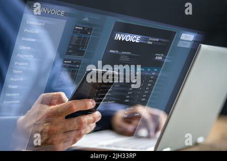 Logiciel de facture et de relevé électronique numérique en ligne Banque D'Images