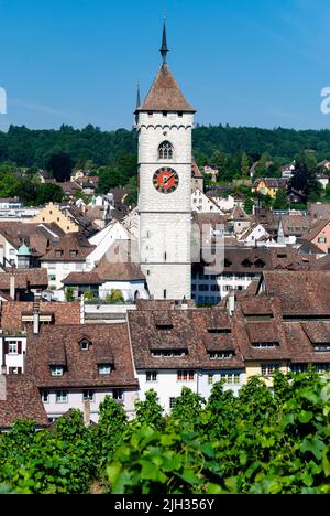 Vue sur la vieille ville et l'église de Münster de Schaffhausen, sur le Rhin supérieur, dans le nord de la Suisse Banque D'Images