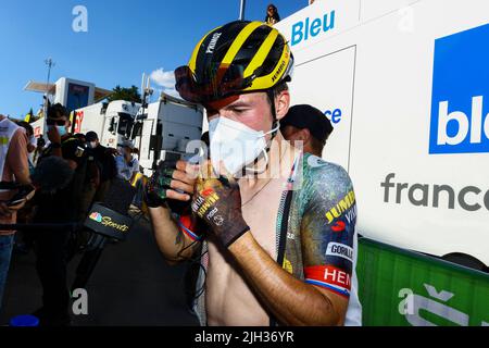 France. 14th juillet 2022. Primoz Rogall slovène de Jumbo-Visma photographié après la douzième étape de la course cycliste Tour de France, une course de Briançon à Alpe d'Huez, France, en 166km, le jeudi 14 juillet 2022. Le Tour de France de cette année a lieu du 01 au 24 juillet 2022. BELGA PHOTO DAVID STOCKMAN - UK OUT crédit: Belga News Agency/Alay Live News Banque D'Images