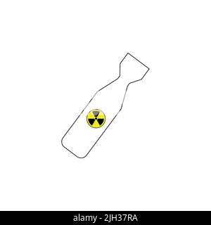 Bombe atomique, arme nucléaire simple contour, illustration de vecteur d'icône de ligne. Bombe nucléaire icône de vecteur. Nucléaire bombe atomique d'aviation isolée. Hiver nucléaire Illustration de Vecteur