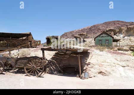 Vieux chariot tiré par un cheval à Calico. Californie. Banque D'Images