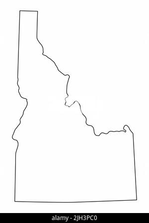 Carte isolée de l'État de l'Idaho. Contours noirs sur fond blanc. Illustration de Vecteur