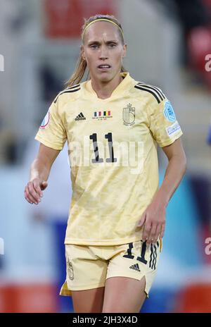 Rotherham, Royaume-Uni, 14th juillet 2022. Janice Cayman de Belgique lors du Championnat d'Europe des femmes de l'UEFA 2022 au stade de New York, Rotherham. Crédit photo à lire: Darren Staples / Sportimage crédit: Sportimage / Alay Live News Banque D'Images