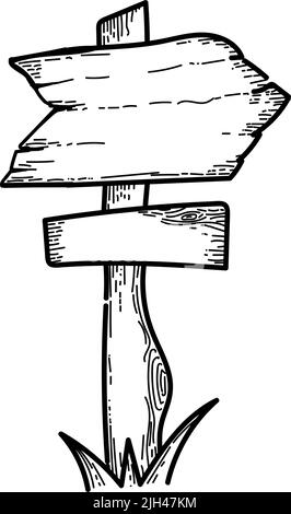 Signalisation routière pour les sentiers de randonnée. Élément de style Doodle dessiné à la main. Le tourisme local. Panneau dans les montagnes et les forêts. Image vectorielle d'un article de camping ou de randonnée Illustration de Vecteur