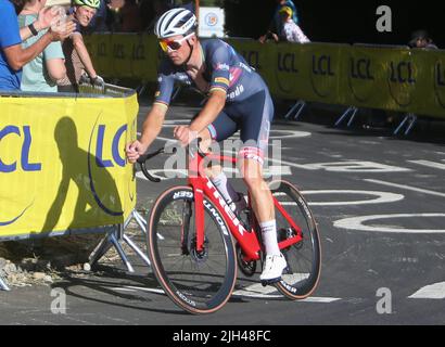 France. 14th juillet 2022. Mads Pedersen de Trek - Segafredopendant le Tour de France 2022, course cycliste 12, Briançon - Alpe d'Huez (165,5 km) sur 14 juillet 2022 à Huez, France - photo Laurent Lairys / ABACAPRESS.COM crédit: Abaca presse/Alamy Live News Banque D'Images
