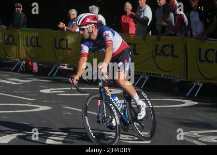 Florian Senechal de Quick-Step Alpha Vinyl Team pendant le Tour de France 2022, course cycliste étape 12, Briançon - Alpe d'Huez (165,5 km) sur 14 juillet 2022 à Huez, France - photo: Laurent Lairys/DPPI/LiveMedia Banque D'Images