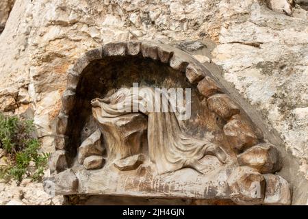 Jardin d'oliviers. Gethsemane, un lieu de prière et de vigile de Jésus. Le jardin Saint sur la colline de l'Olive, un lieu de pèlerinage pour les chrétiens. Banque D'Images