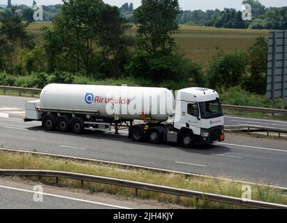 Camion-citerne Air liquide sur l'autoroute M40, Warwickshire, Royaume-Uni Banque D'Images