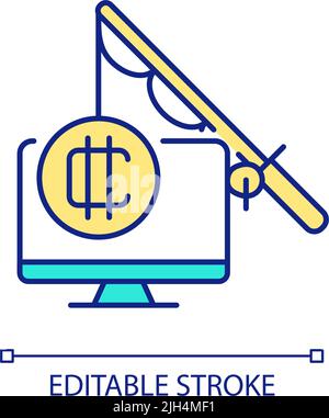 Le phishing sur crypto traite l'icône de couleur RVB Illustration de Vecteur