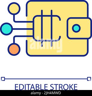 Icône de couleur RVB Crypto Wallet Illustration de Vecteur