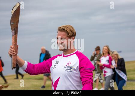 Queens Baton Relay, Birmingham 2022, Whitley Bay, North Tyneside, Angleterre, ROYAUME-UNI. Banque D'Images