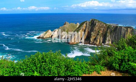 Mer Cantabrique se trouve près de la plage silencieuse, Principauté des Asturies, Asturies, Espagne, Europe Banque D'Images