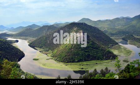 Le lac Skadar est le plus grand lac de la péninsule des Balkans. Le lac est situé à la frontière entre l'Albanie et le Monténégro, Banque D'Images