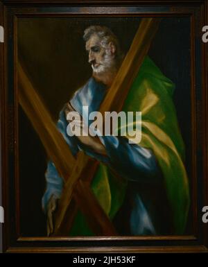 El Greco (Doménikos Theotokópoulos) (1541-1614). Peintre espagnol né en Crète. Saint Andrew. Huile sur toile, 1608-1614. Musée El Greco. Tolède, Espagne. Banque D'Images