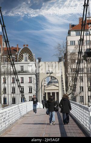 Pont de la passerelle du Collège PÉDEPESSE sur le Rhône à Lyon France en 2010 Banque D'Images