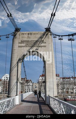 Pont de la passerelle du Collège PÉDEPESSE sur le Rhône à Lyon France en 2010 Banque D'Images