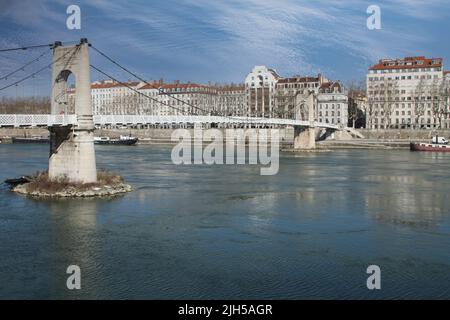 Pont de la passerelle du Collège PÉDEPESSE sur le Rhône à Lyon France en 2010 Banque D'Images