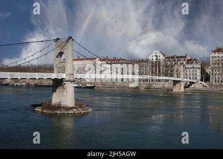 Pont de la passerelle du Collège PÉDEPESSE sur le Rhône à Lyon France en 2010 Banque D'Images