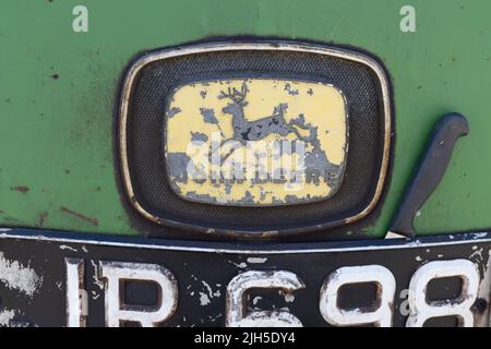 Détail du logo du badge de tracteur John Deere Banque D'Images