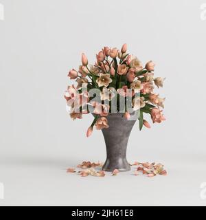 3d illustration d'un vase à fleurs décoratif à l'intérieur isolé sur fond blanc Banque D'Images