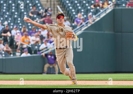 July 11 2022: San Diego infielder Ha Seong Kim (7) during pre game with San  Diego Padres and Colorado Rockies held at Coors Field in Denver Co. David  Seelig/Cal Sport Medi(Credit Image