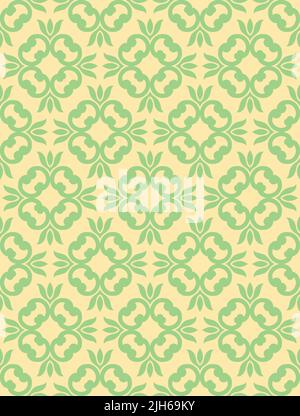 Motif vectoriel rétro vintage composé d'icônes de trèfle créant un motif damassé. Illustration de Vecteur
