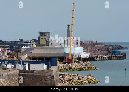 Southsea, Portsmouth, Angleterre, Royaume-Uni. 2022. Rénovation côtière en cours sur la côte à Southsea une station balnéaire populaire. ROYAUME-UNI. Banque D'Images