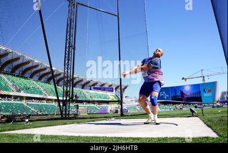 Nick Miller, en Grande-Bretagne, est en action pendant le premier jour des championnats du monde d'athlétisme à Hayward Field, Université de l'Oregon aux États-Unis. Date de la photo: Vendredi 15 juillet 2022. Banque D'Images