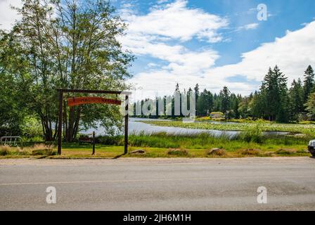 Panneau Magic Lake, North Pender Island, Colombie-Britannique, Canada Banque D'Images