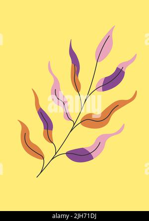 Feuilles sur branche, décoration florale en forme de branches Illustration de Vecteur