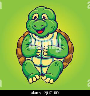 Mignon tortue de mer caricature mascotte illustrations vectorielles pour votre travail logo, t-shirt de marchandises, autocollants et dessins d'étiquettes, poster, cartes de voeux Illustration de Vecteur