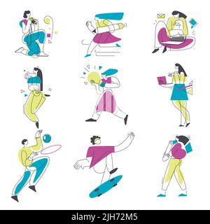 Activités et style de vie, passe-temps de la femme vecteur Illustration de Vecteur