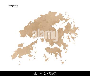 Ancienne carte texturée du pays de Hong Kong sur papier vintage - illustration vectorielle Illustration de Vecteur