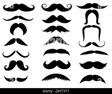 icône en forme de moustache noire sur fond blanc. panneau du visage barbershop. ensemble de symboles moustaches. panneau moustaches. style plat. Banque D'Images