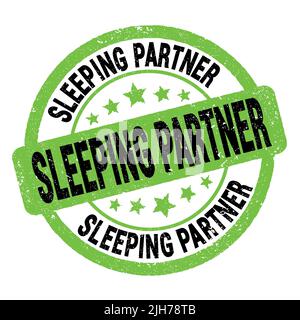 Texte DU PARTENAIRE DE COUCHAGE inscrit sur le timbre vert-noir grungy. Banque D'Images
