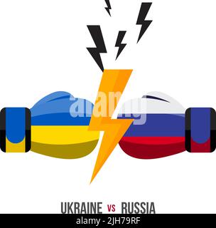 Ukraine contre Russie. Concept de match sportif, de guerre commerciale, de lutte ou de guerre à la frontière entre l'ukraine et la russie. Illustration vectorielle. Illustration de Vecteur