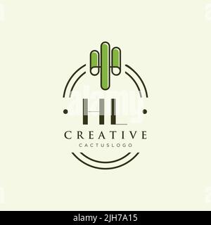HL lettre initiale vert cactus logo modèle vecteur Illustration de Vecteur