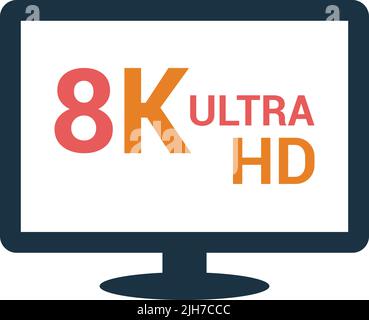 8k, hdtv, moniteur, icône tv ultra hd est isolée sur fond blanc. Utilisation à des fins graphiques et de conception de sites Web ou à des fins commerciales. Fichier EPS vectoriel. Illustration de Vecteur