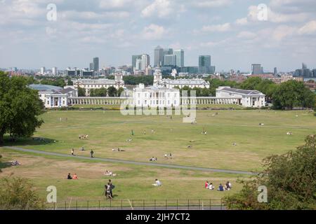 Voir plus de Greenwich Queens House Royal Naval College et Canary Wharf, London, UK Banque D'Images