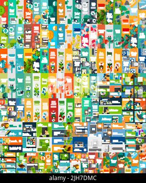 Méga collection de concepts et bannières d'infographie Web plate, divers ensemble universel Illustration de Vecteur