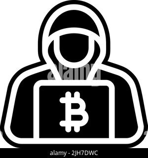 Icône Bitcoin hacker Illustration de Vecteur
