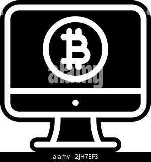 Icône de moniteur Bitcoin Illustration de Vecteur