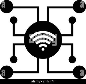 Connexions, réseau, icône wi-fi : à utiliser à des fins commerciales, sur des supports d'impression, sur le Web ou tout type de projet de conception. Fichier EPS vectoriel. Illustration de Vecteur